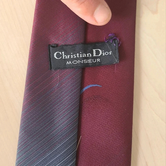 🇫🇷DIOR Vintage Tie, Burgundy and Grey - Picture 7 of 10